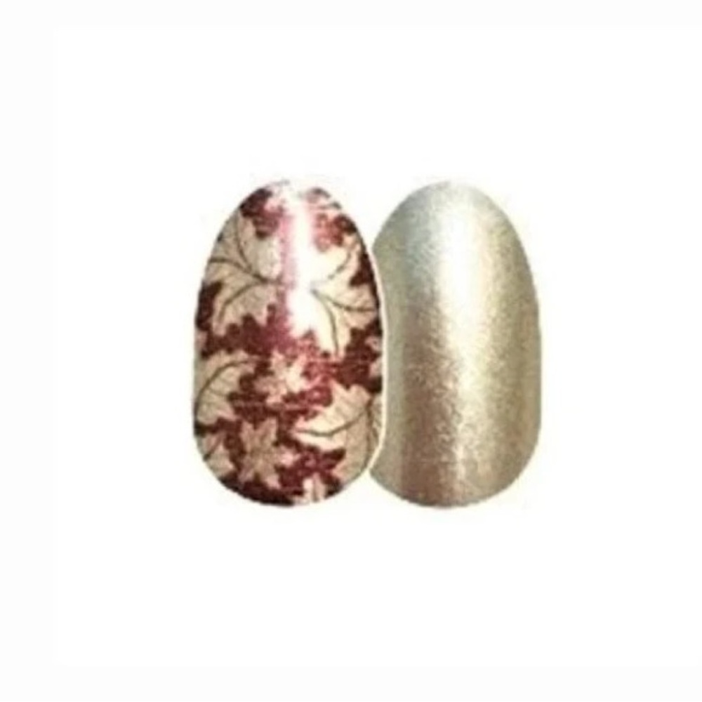 Color Street MAPLE COURT Maroon & Gold Metallic Mixed Mani Nail Set